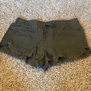 Express Olive Drawstring Frayed-Hem Women's Shorts